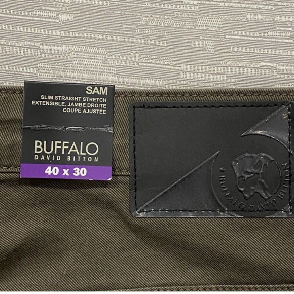 Buffalo SAM Brown Denim Jeans Pants Men's 40 x 30" Slim Fit Straight Leg - Picture 6 of 12